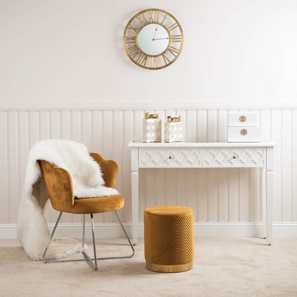 Casablanca 2 Drawer Console Table White Wood Mirror Top