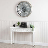Casablanca 2 Drawer Console Table White Wood Mirror Top