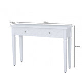 Casablanca 2 Drawer Console Table White Wood Mirror Top