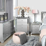 Manhattan 3 Drawer Bedside Cabinet Grey Clear