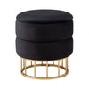Black Round Storage Stool Gold Base-KD