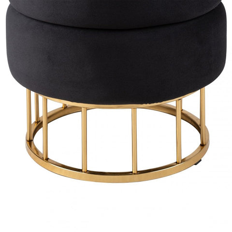 Black Round Storage Stool Gold Base-KD