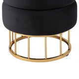 Black Round Storage Stool Gold Base-KD