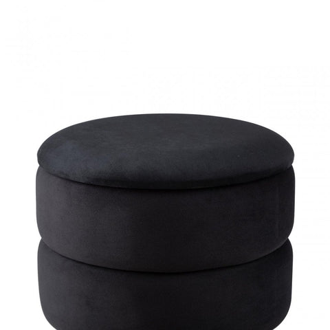 Black Round Storage Stool Gold Base-KD