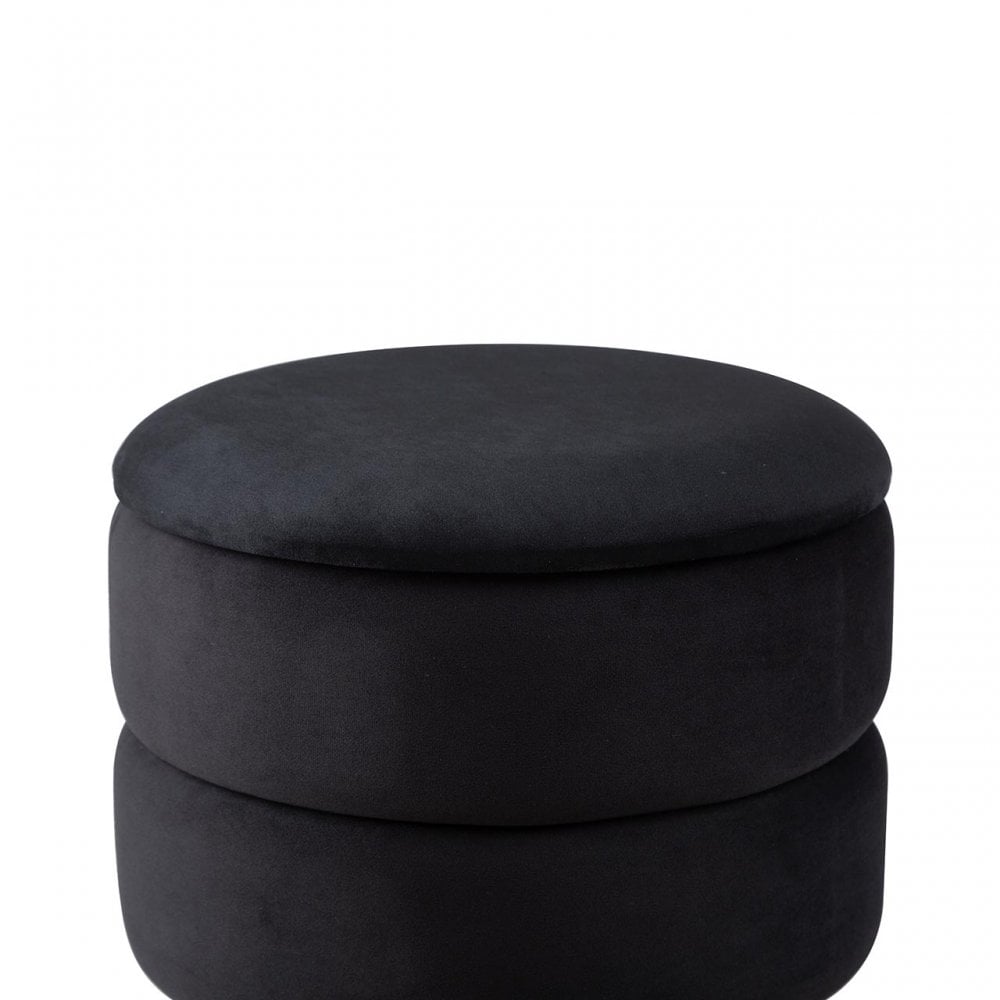Black Round Storage Stool Gold Base-KD