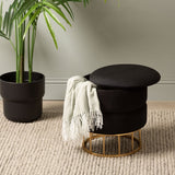 Black Round Storage Stool Gold Base-KD