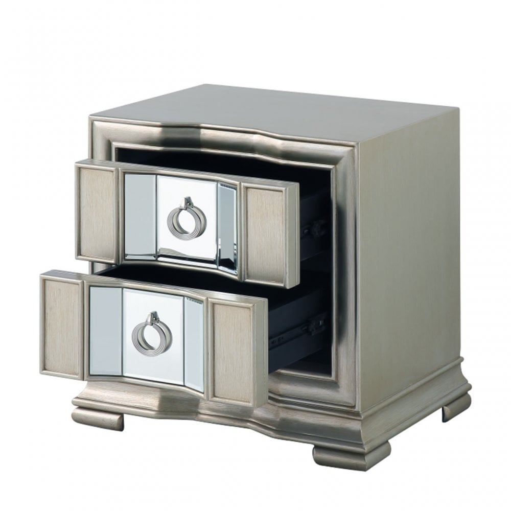 Lucca 2 Drawer Mirror Cabinet Grey