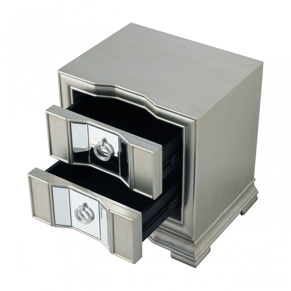 Lucca 2 Drawer Mirror Cabinet Grey