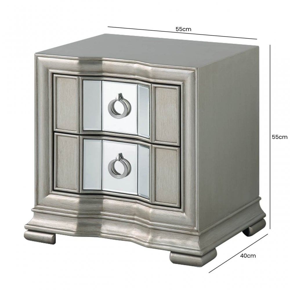 Lucca 2 Drawer Mirror Cabinet Grey