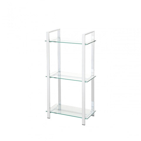 Harry 113cm Chrome and Clear Glass 3 Tier Display Unit - KD