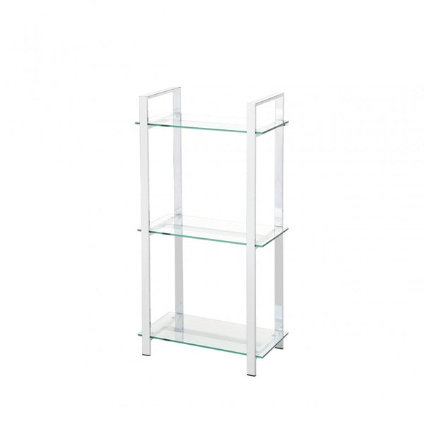 Harry 113cm Chrome and Clear Glass 3 Tier Display Unit - KD
