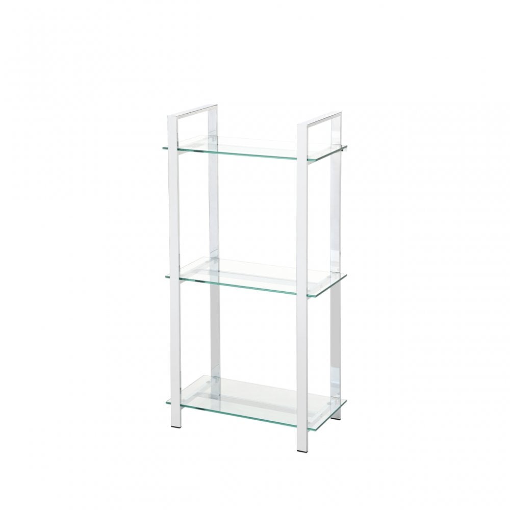 Harry 113cm Chrome and Clear Glass 3 Tier Display Unit - KD