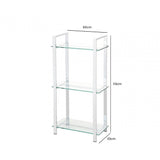 Harry 113cm Chrome and Clear Glass 3 Tier Display Unit - KD