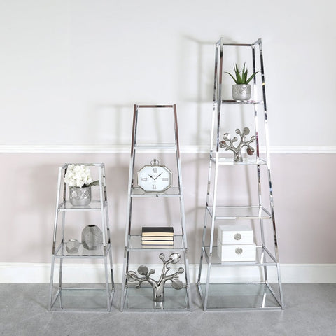 Logan Steel & Clear Glass 3 Tier Ladder Display Unit - KD