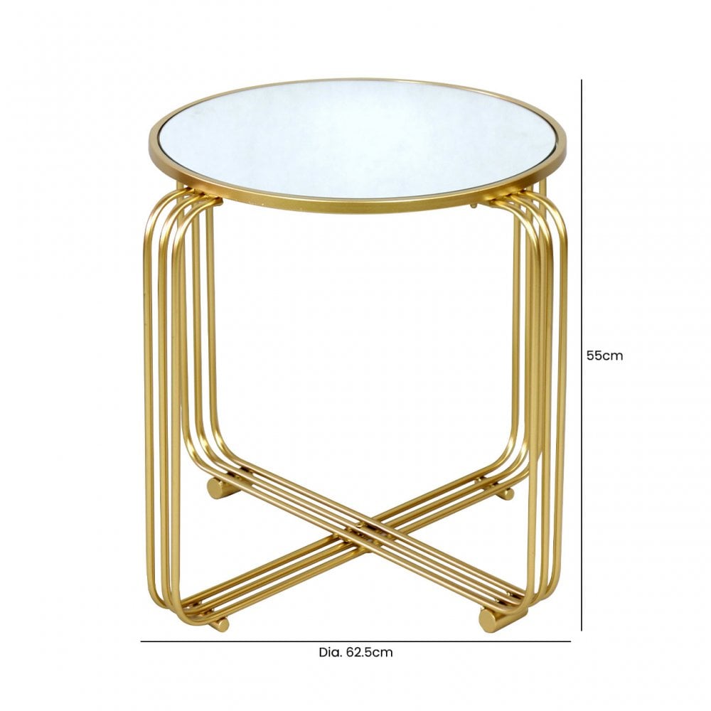 Yuan Gold Metal End Table with Mirror Top-KD