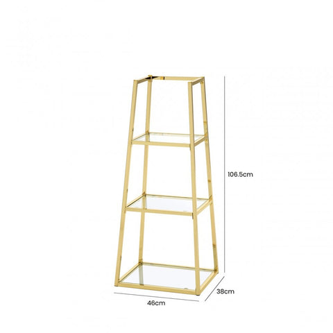 Logan Gold &amp; Clear Glass 3 Tier Ladder Display Unit - KD