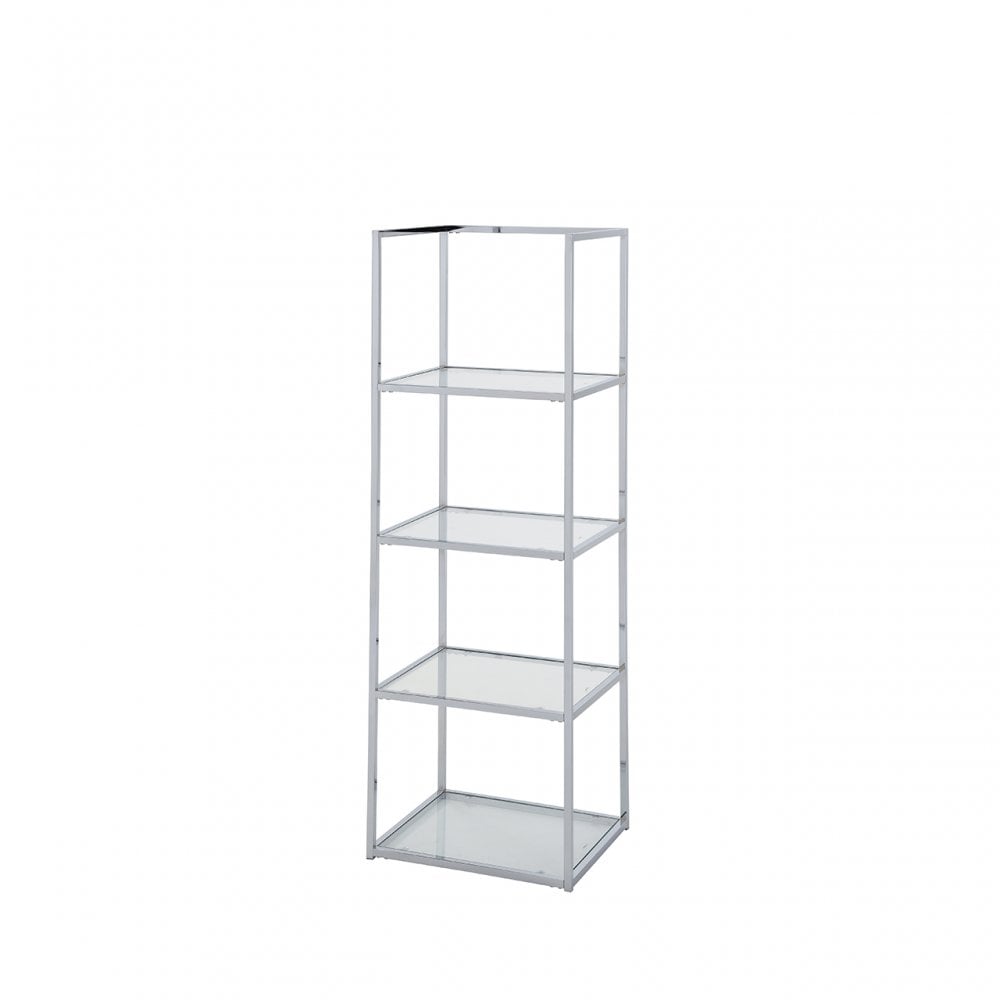 Logan 151.5cm Chrome and Glass 4 Tier Rectangular Display Unit-KD