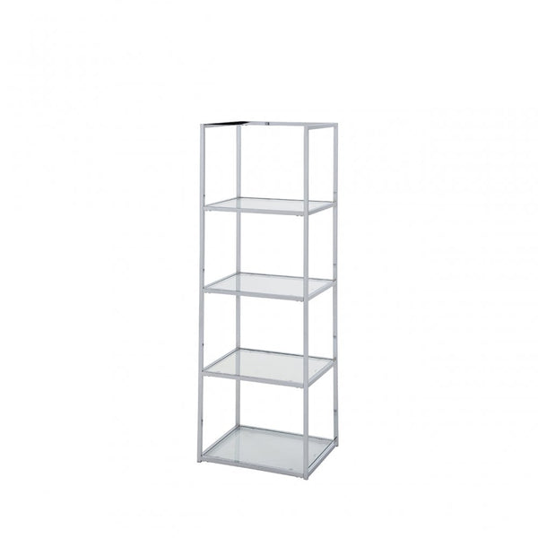 Logan 151.5cm Chrome and Glass 4 Tier Rectangular Display Unit-KD