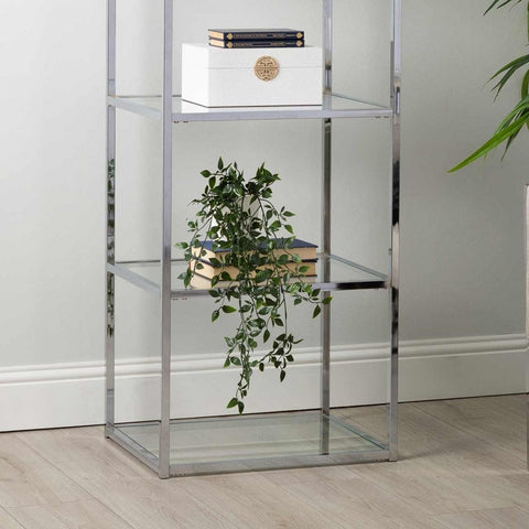 Logan 151.5cm Chrome and Glass 4 Tier Rectangular Display Unit-KD