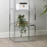 Logan 151.5cm Chrome and Glass 4 Tier Rectangular Display Unit-KD