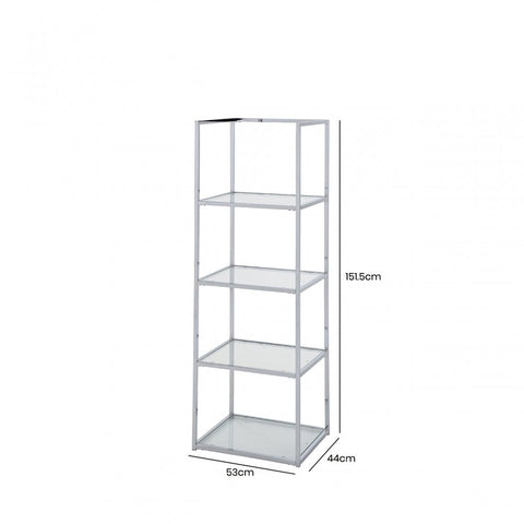 Logan 151.5cm Chrome and Glass 4 Tier Rectangular Display Unit-KD