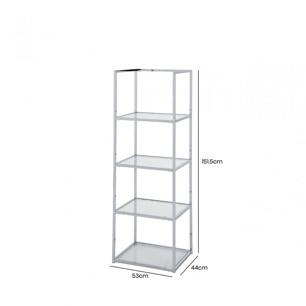 Logan 151.5cm Chrome and Glass 4 Tier Rectangular Display Unit-KD