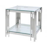 Cohen Steel Tubes &amp; Clear Glass End Table