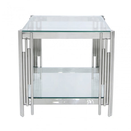 Cohen Steel Tubes &amp; Clear Glass End Table