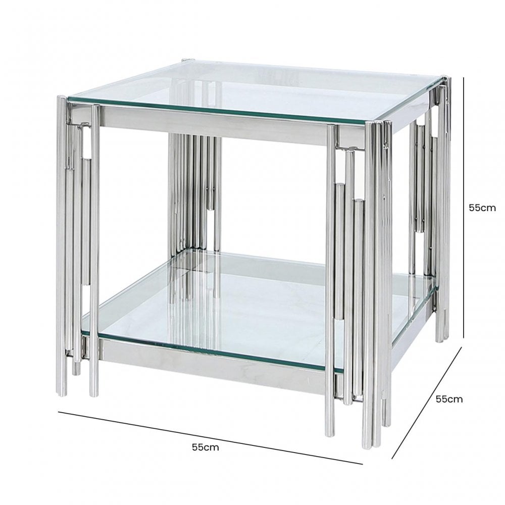 Cohen Steel Tubes &amp; Clear Glass End Table