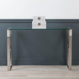 Zenith Stainless Steel Console Table Clear Glass Top