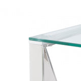 Zenith Stainless Steel Console Table Clear Glass Top