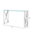 Zenith Stainless Steel Console Table Clear Glass Top