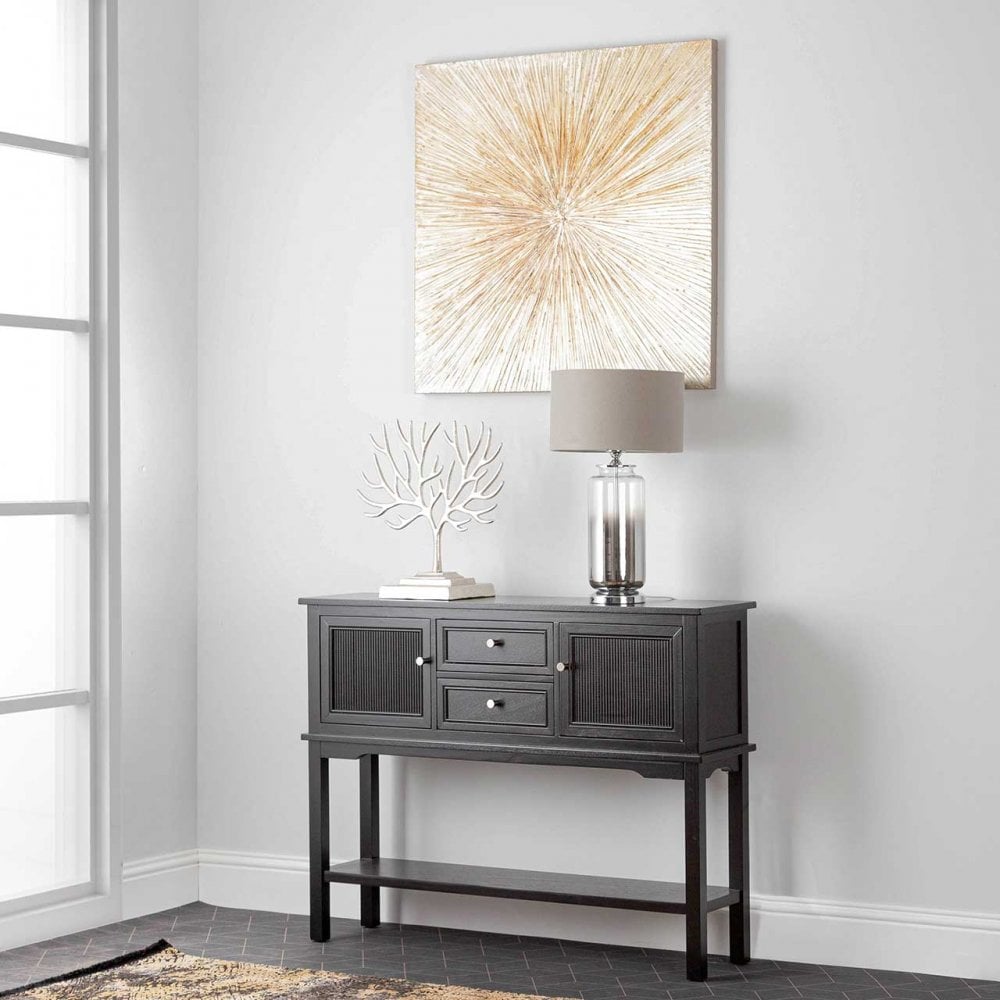 Lindon 2 Door 2 Drawer Sideboard Black-KD includes 2 sets of Handle in Nickel and Gold