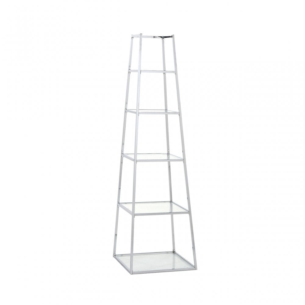 Logan Steel &amp; Clear Glass 5 Tier Ladder Display Unit