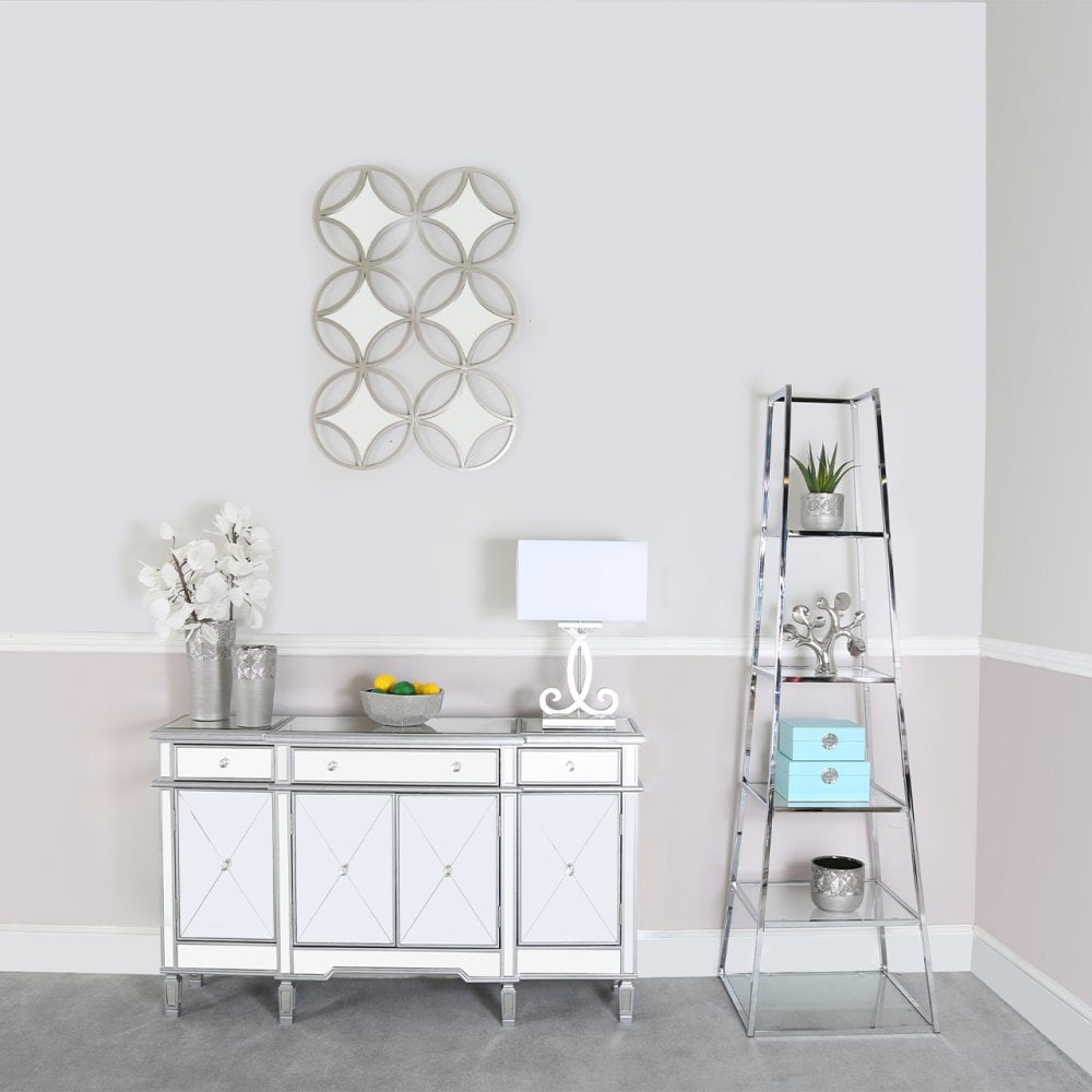 Logan Steel &amp; Clear Glass 5 Tier Ladder Display Unit