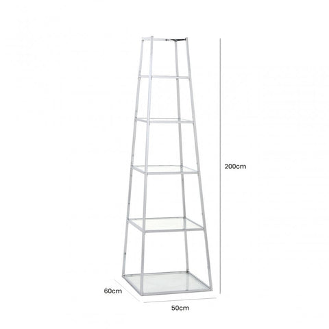 Logan Steel &amp; Clear Glass 5 Tier Ladder Display Unit