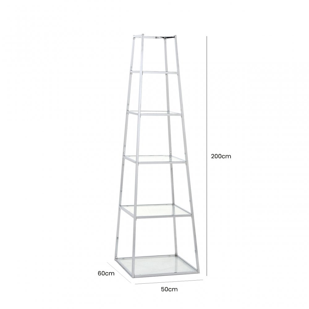 Logan Steel &amp; Clear Glass 5 Tier Ladder Display Unit