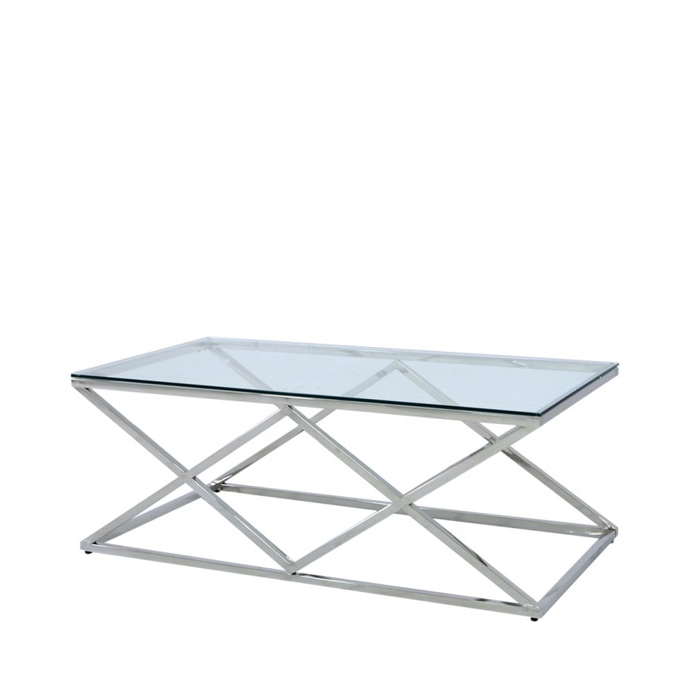 Imperia Stainless Steel Coffee Table Glass Top