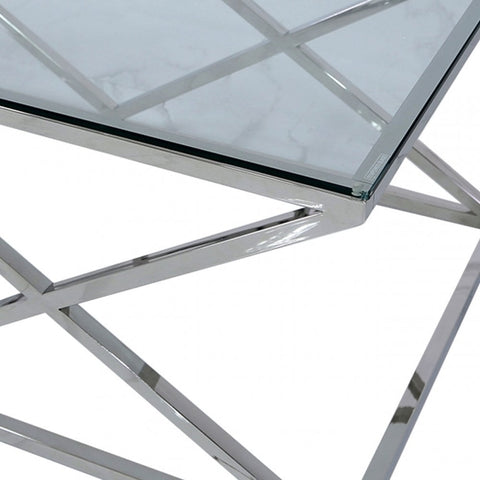 Imperia Stainless Steel Coffee Table Glass Top