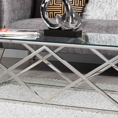 Imperia Stainless Steel Coffee Table Glass Top