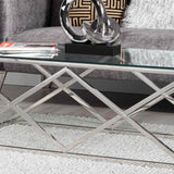 Imperia Stainless Steel Coffee Table Glass Top