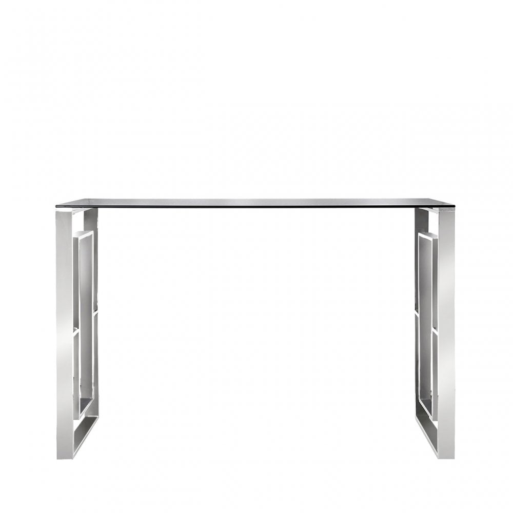 Apex Stainless Steel Console Table Smoked Glass Top