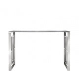 Apex Stainless Steel Console Table Smoked Glass Top