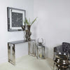 Apex Stainless Steel Console Table Smoked Glass Top