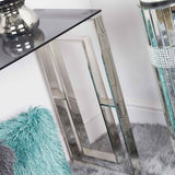 Apex Stainless Steel Console Table Smoked Glass Top