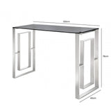 Apex Stainless Steel Console Table Smoked Glass Top
