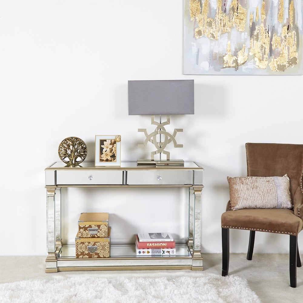 Apollo 120cm Mirror Console Table Champagne