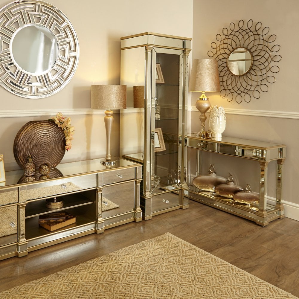 Apollo 120cm Mirror Console Table Champagne