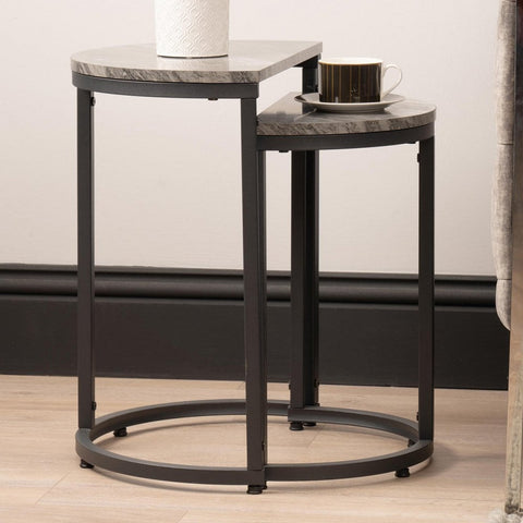 Alora Set of 2 Half Moon Black Nest Table 41