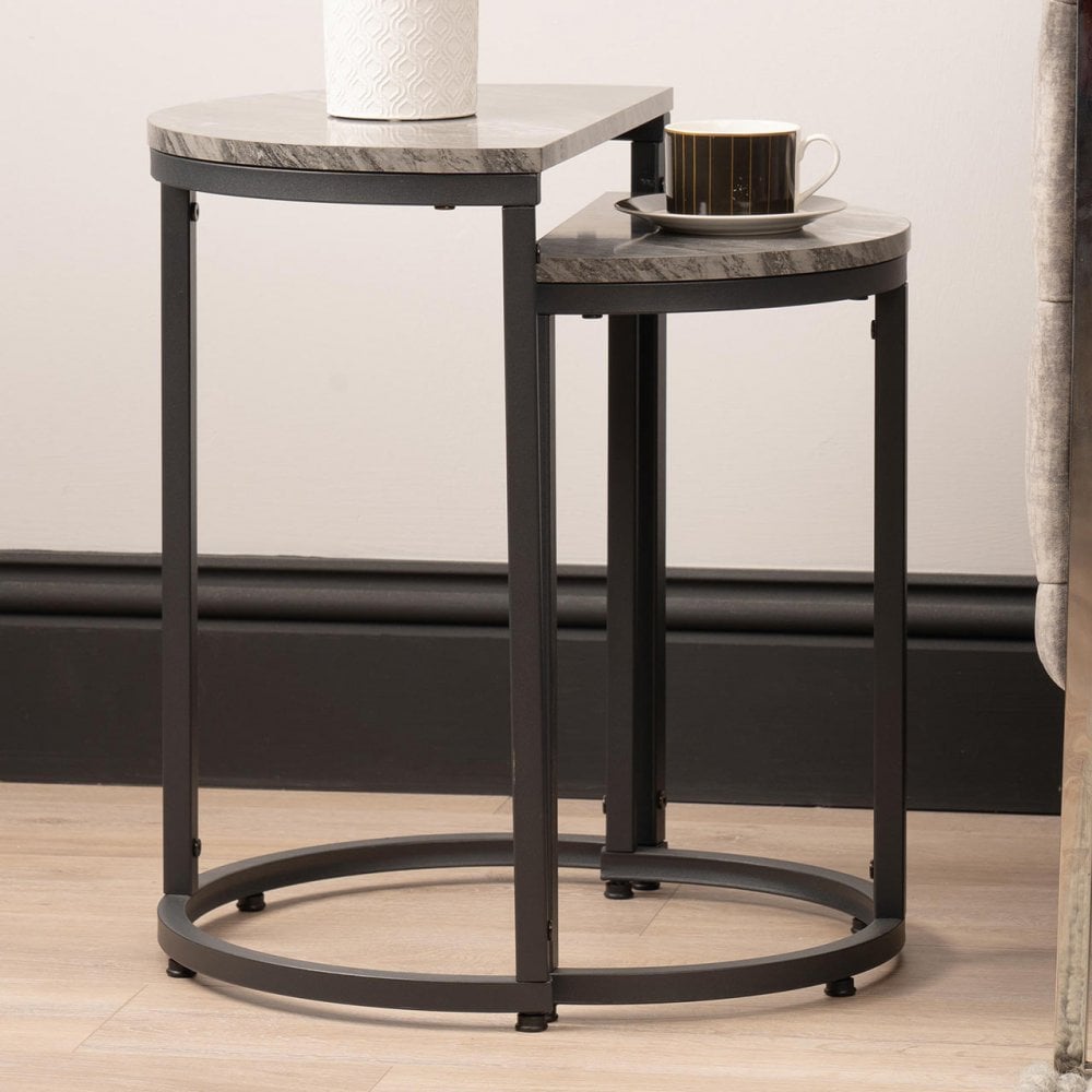 Alora Set of 2 Half Moon Black Nest Table 41
